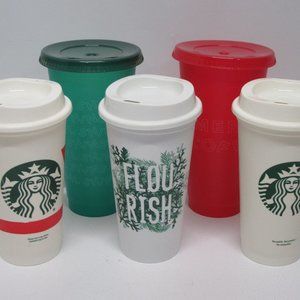 NEW! Starbucks Reusable Drinkware - 2 Cold Tumblers and 3 Hot Beverage Cups